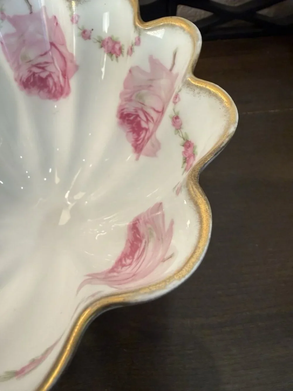Antique c.1904-1924 Schwarzburg German Porcelain Footed Rose Bowl - Gold Trim